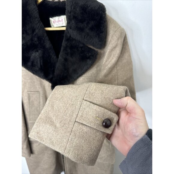 Vintage Mitchell Men S/M Wool Car Coat 70’s Brown Collared - Picture 2 of 6